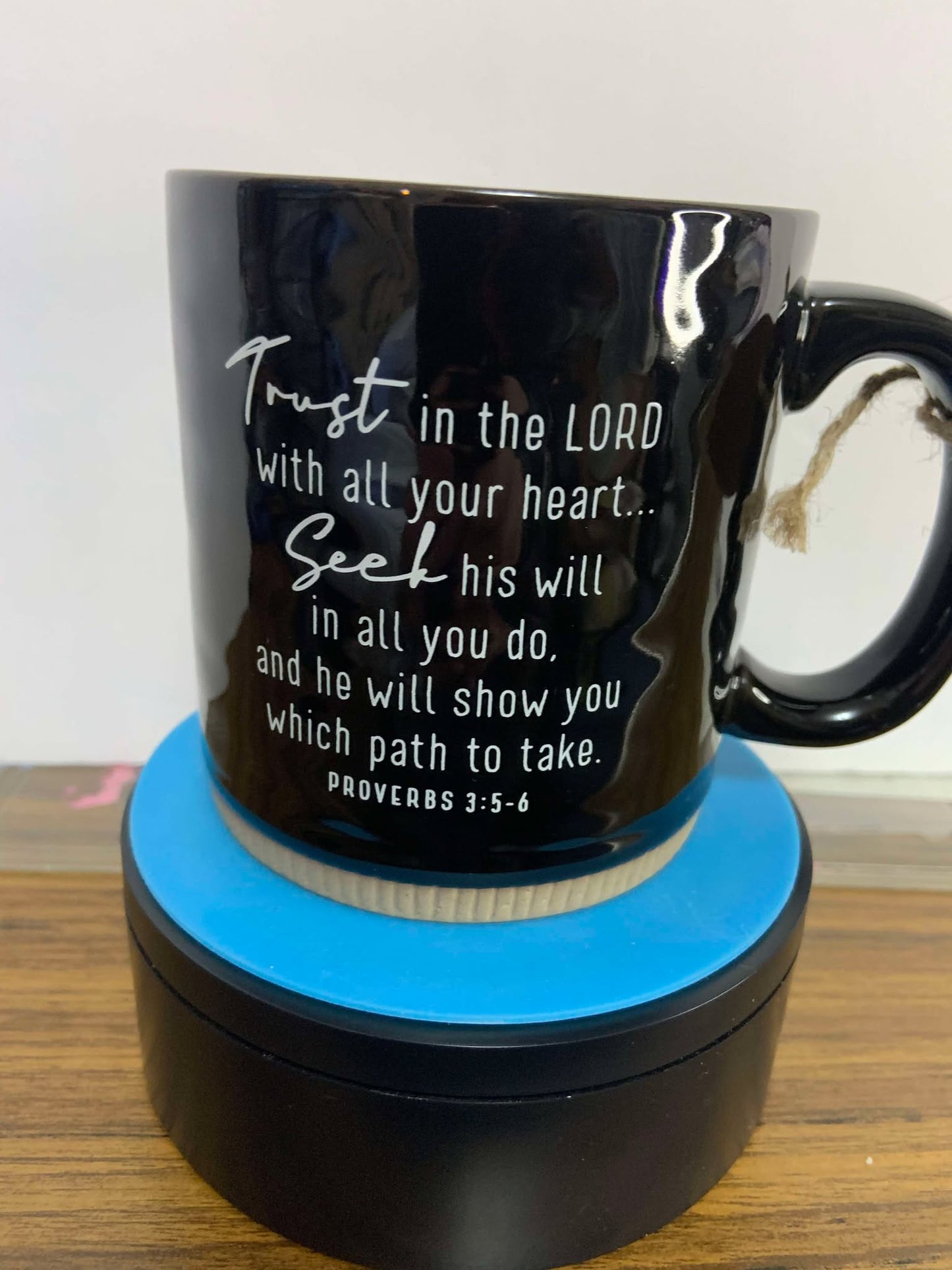 Coffee cup Powerful Words Faith Black