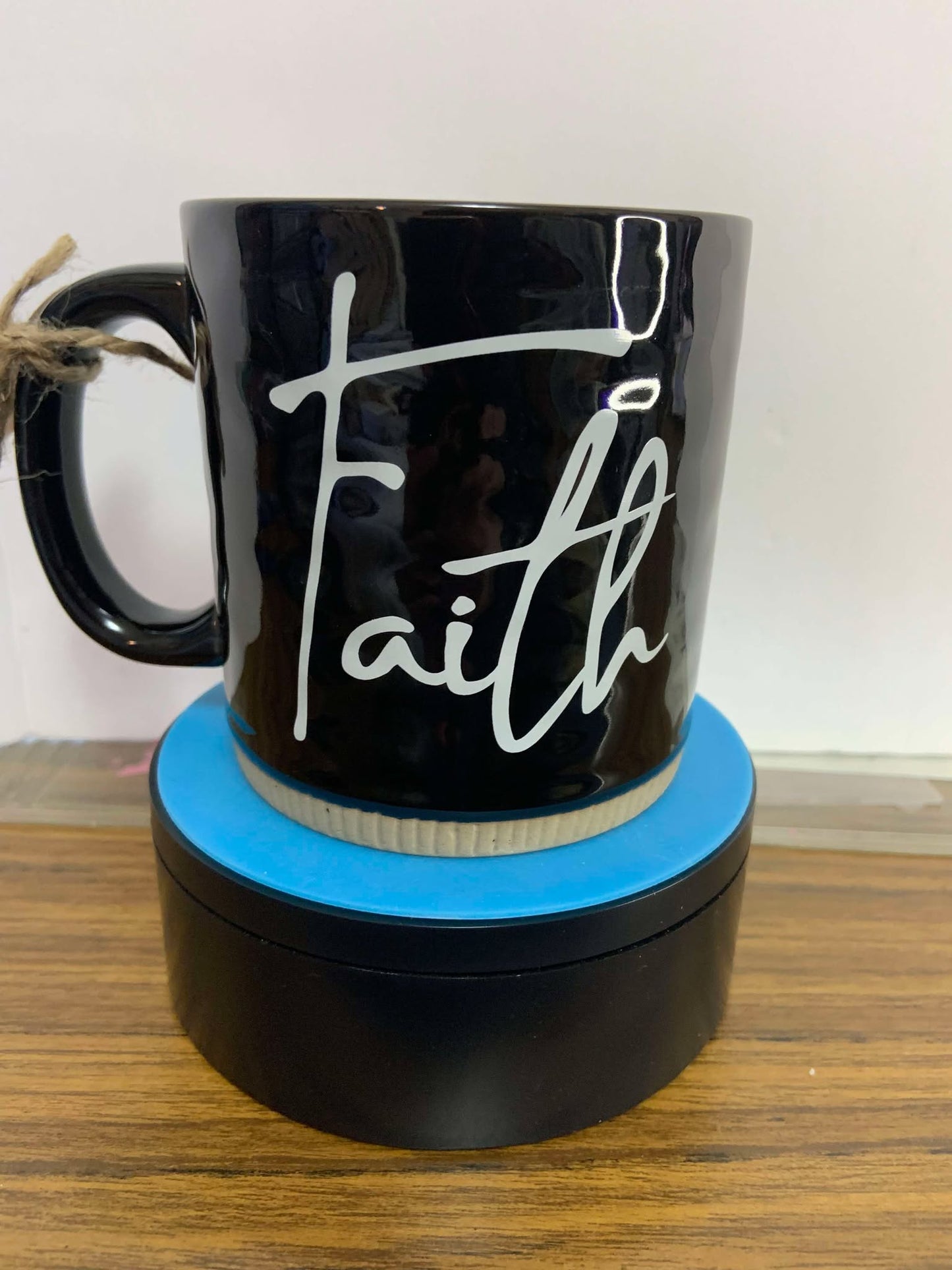 Coffee cup Powerful Words Faith Black