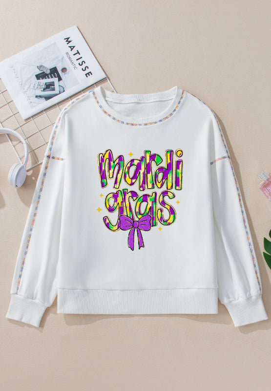 MARDI GRAS Round Neck Long Sleeve Sweatshirt