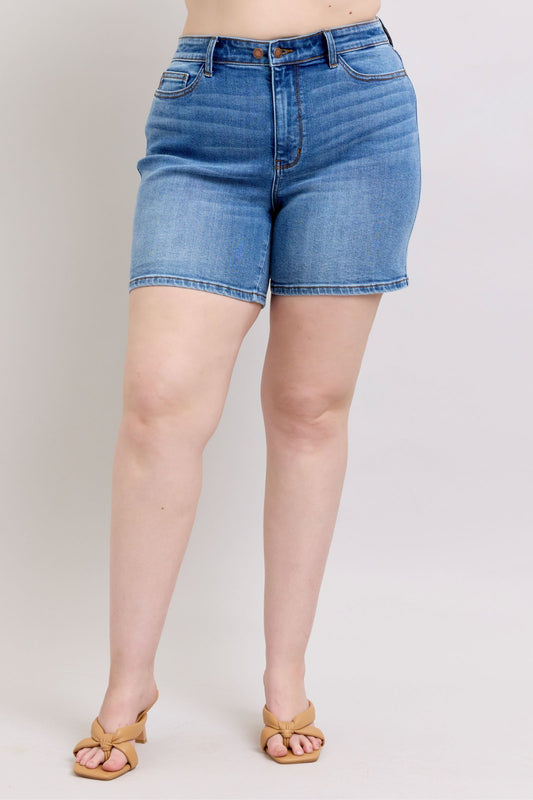 Denim Shorts with Pockets Plus Size