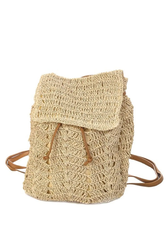 Straw Braided Fashion Backpack