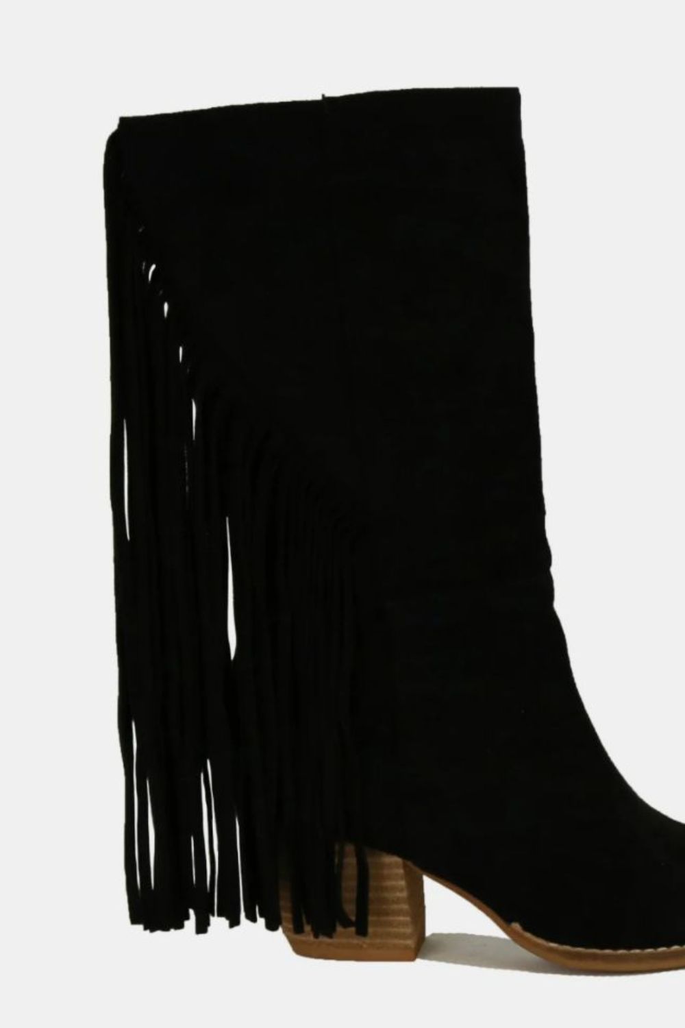 Beast Fashion Suede Fringe Point Toe Boots